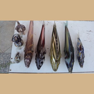 pesci in vetro di murano di varie forme e misure e cestini in vetro 